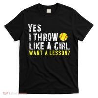 Yes I Throw Like A Girl Want A Lesson For Women Softball T-Shirt thumb 0