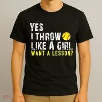 Yes I Throw Like A Girl Want A Lesson For Women Softball T-Shirt thumb 3