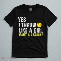 Yes I Throw Like A Girl Want A Lesson For Women Softball T-Shirt thumb 5