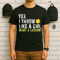 Yes I Throw Like A Girl Want A Lesson For Women Softball T-Shirt thumb 6