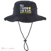 Yes I Throw Like A Girl Want A Lesson For Women Softball Bucket Hat thumb 0
