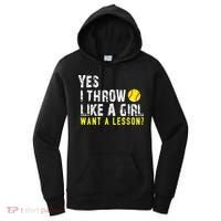 Yes I Throw Like A Girl Want A Lesson For Women Softball Women's Hoodie thumb 0
