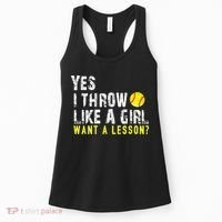Yes I Throw Like A Girl Want A Lesson For Women Softball Women's Tank Top thumb 0