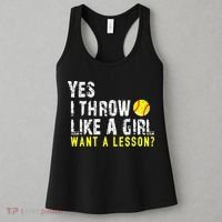 Yes I Throw Like A Girl Want A Lesson For Women Softball Women's Tank Top thumb 3