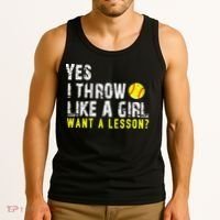 Yes I Throw Like A Girl Want A Lesson For Women Softball Tank Top thumb 3