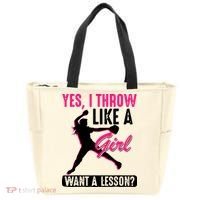 Yes I Throw Like A Girl Cool Pitchers Funny Softball Gift Tote Bag thumb 0