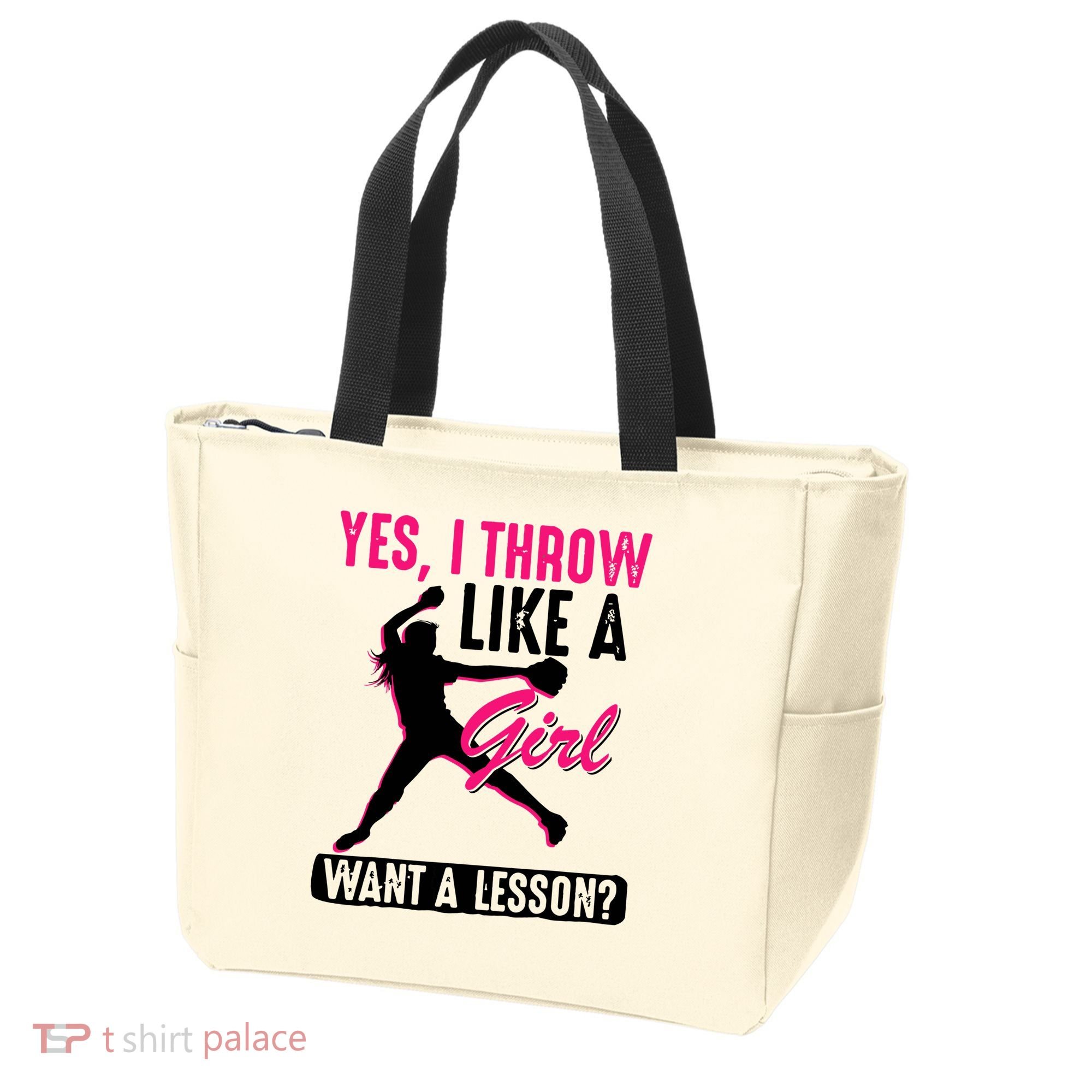 Yes I Throw Like A Girl Cool Pitchers Funny Softball Gift Tote Bag