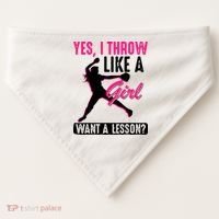 Yes I Throw Like A Girl Cool Pitchers Funny Softball Gift USA-Made Doggie Bandana thumb 0