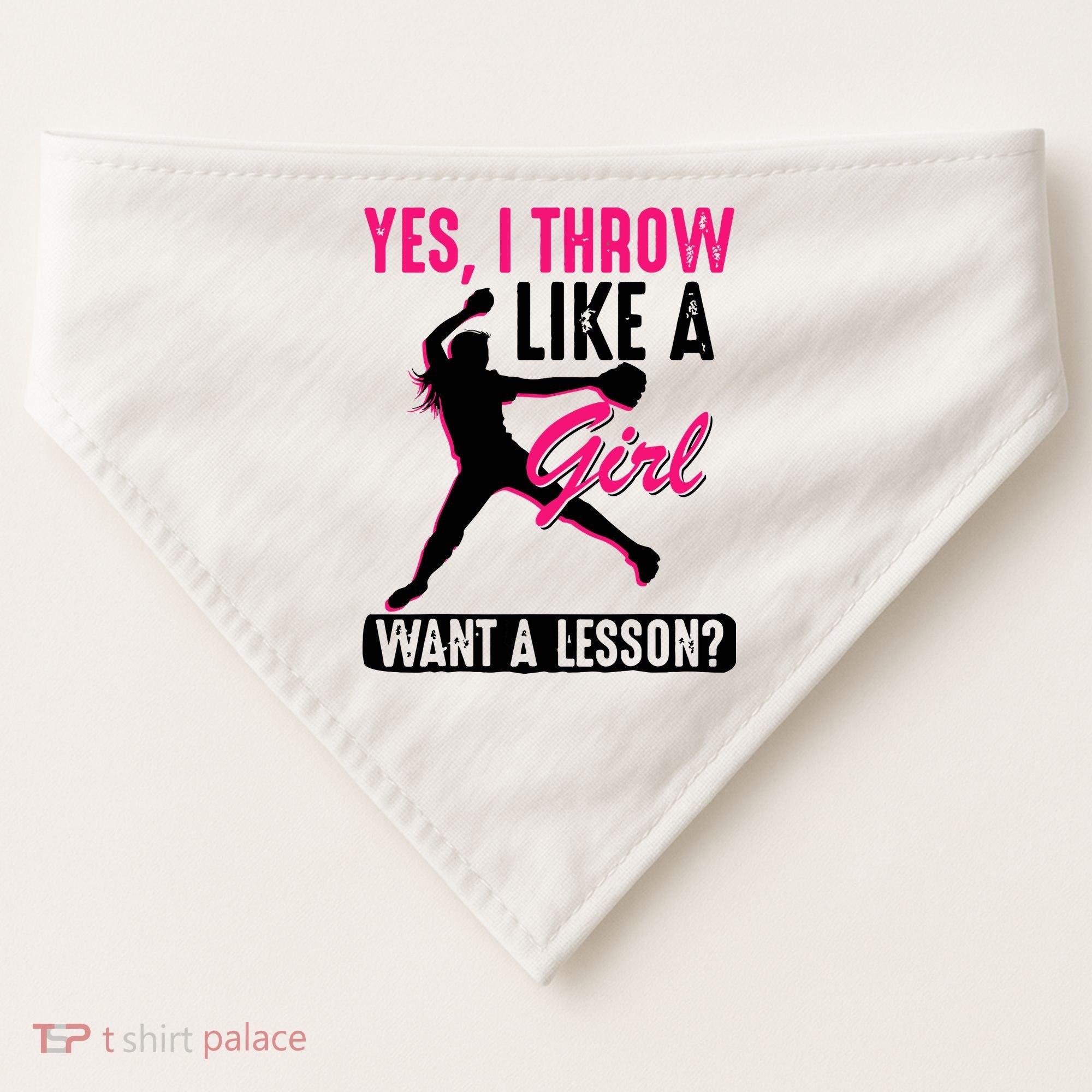 Yes I Throw Like A Girl Cool Pitchers Funny Softball Gift USA-Made Doggie Bandana
