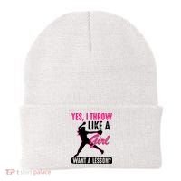 Yes I Throw Like A Girl Cool Pitchers Funny Softball Gift Beanie thumb 0