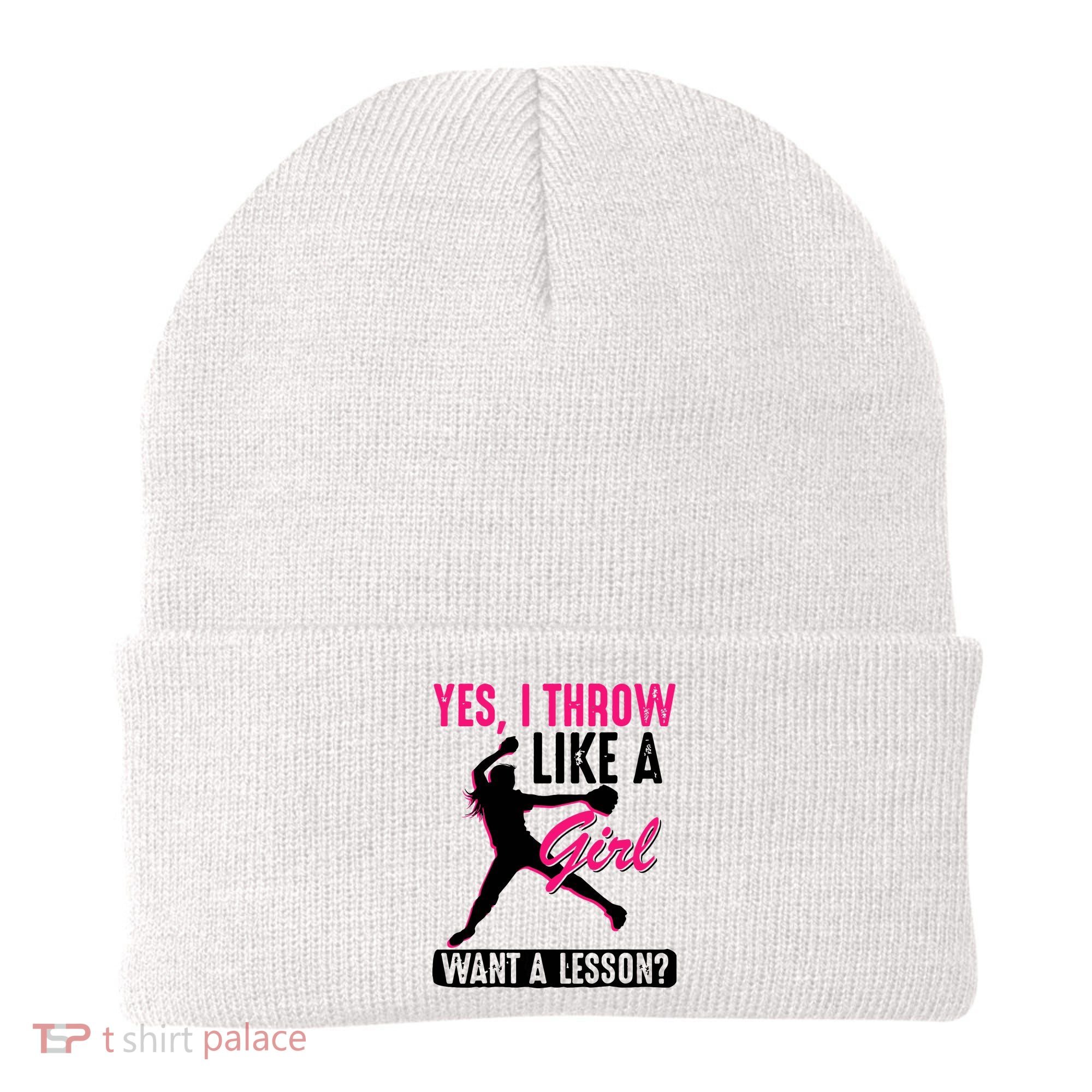 Yes I Throw Like A Girl Cool Pitchers Funny Softball Gift Beanie