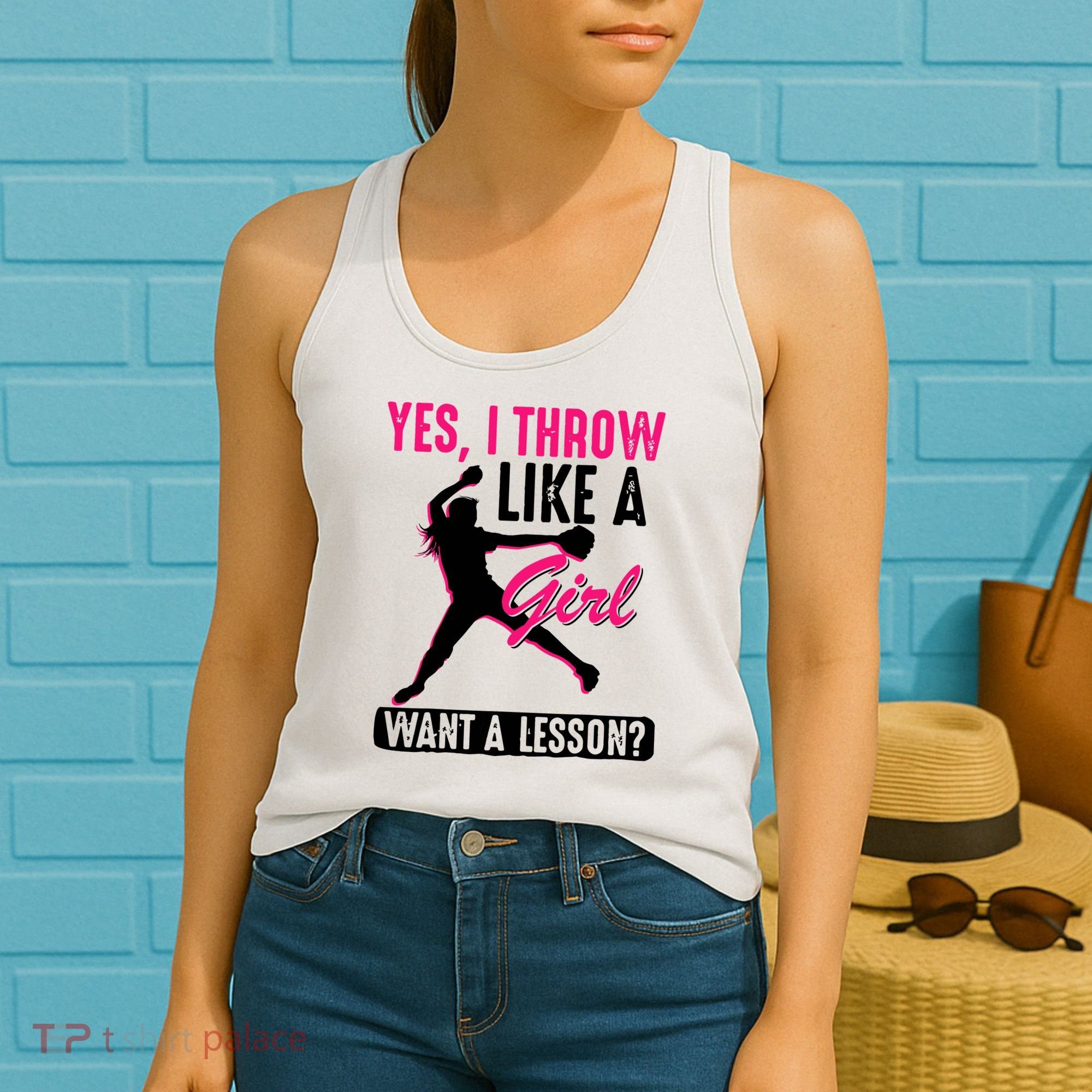 Yes I Throw Like A Girl Cool Pitchers Funny Softball Gift Women's Tank Top