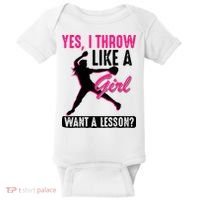 Yes I Throw Like A Girl Cool Pitchers Funny Softball Gift Baby Bodysuit thumb 0