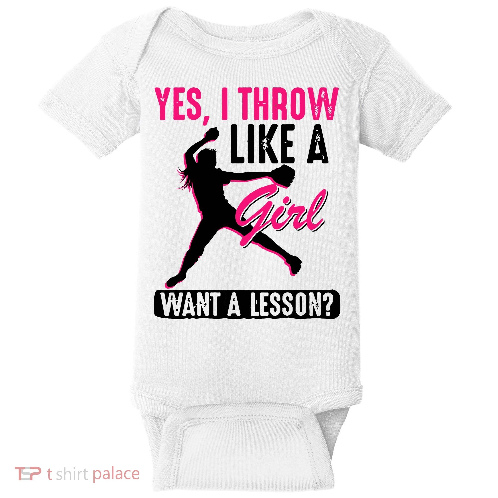 Yes I Throw Like A Girl Cool Pitchers Funny Softball Gift Baby Bodysuit