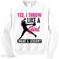 Yes I Throw Like A Girl Cool Pitchers Funny Softball Gift Kids Sweatshirt thumb 0