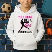 Yes I Throw Like A Girl Cool Pitchers Funny Softball Gift Kids Hoodie thumb 2