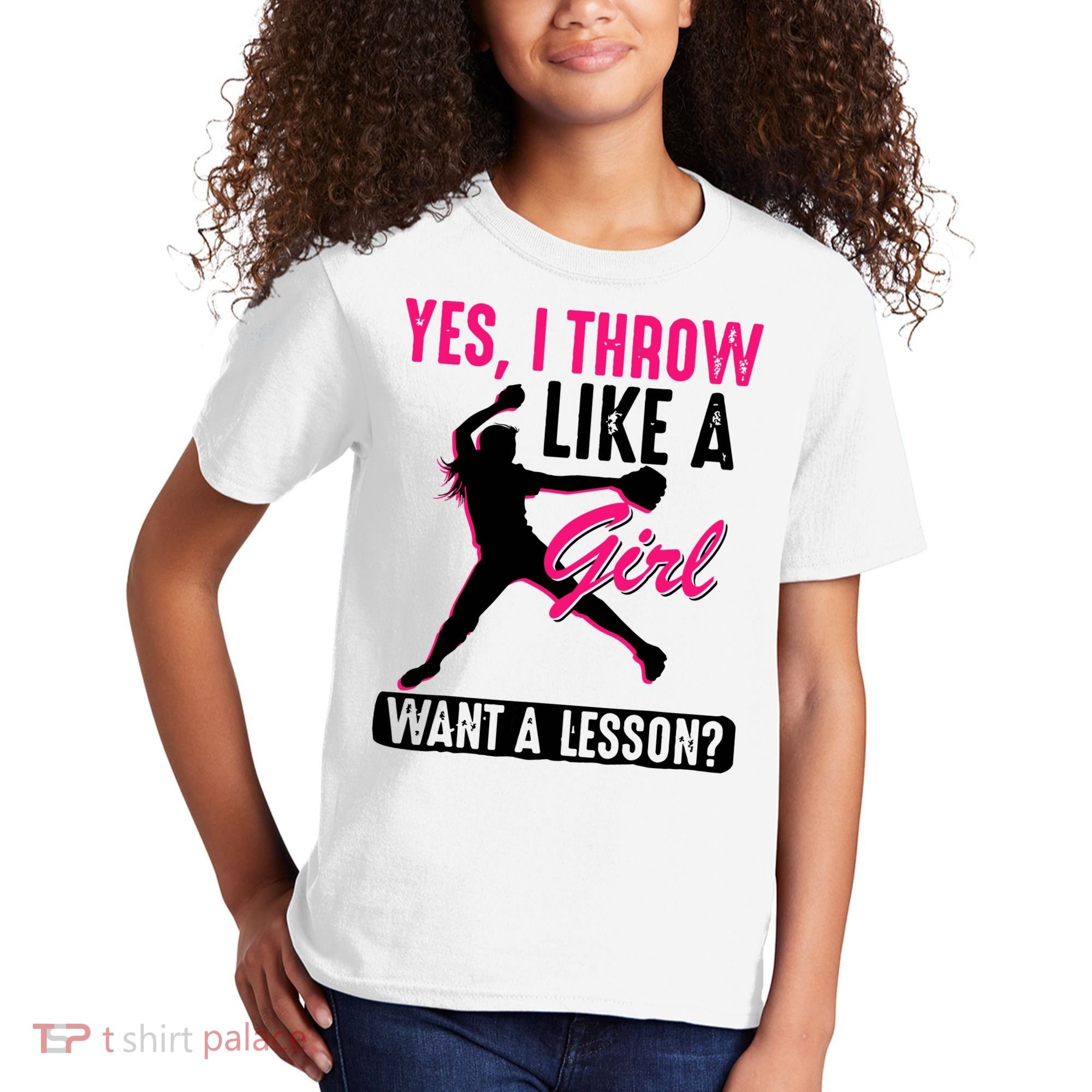 Yes I Throw Like A Girl Cool Pitchers Funny Softball Gift Kids T-Shirt