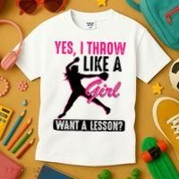 Yes I Throw Like A Girl Cool Pitchers Funny Softball Gift Kids T-Shirt thumb 3