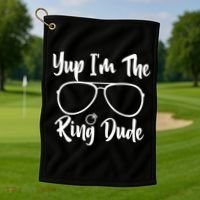 Yup Im The Ring Dude Funny Ring Bearer Wedding Gift Golf Towel thumb 1
