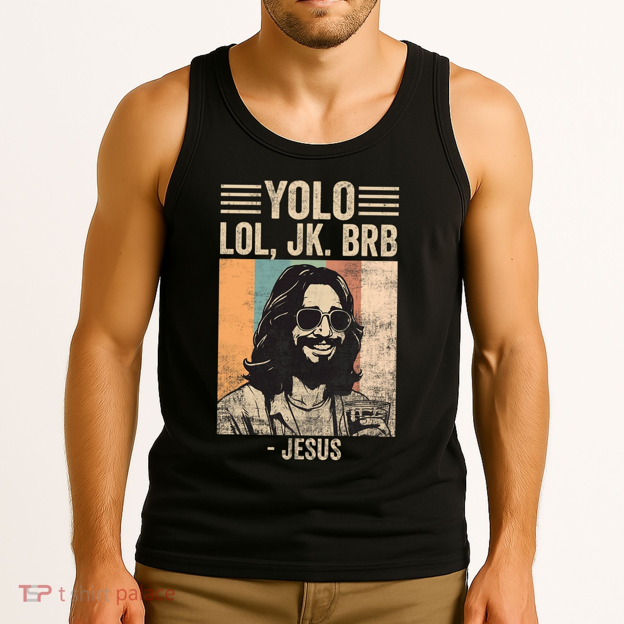 Yolo Jk Brb Jesus Funny Easter Day Ressurection Christians Tank Top