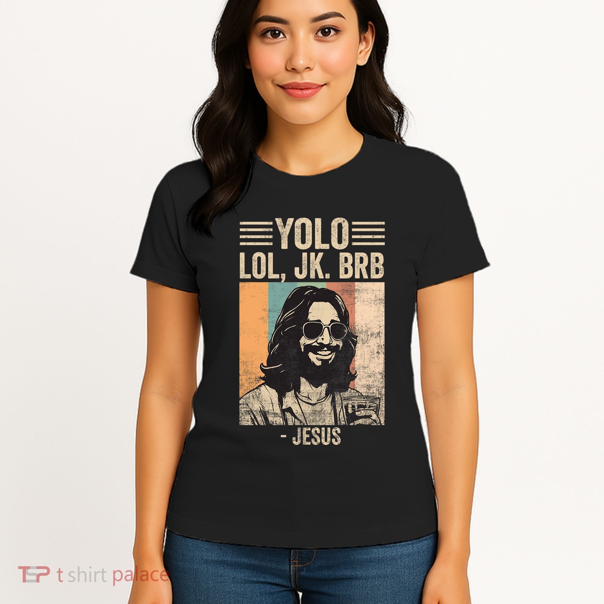 Yolo Jk Brb Jesus Funny Easter Day Ressurection Christians Women's T-Shirt