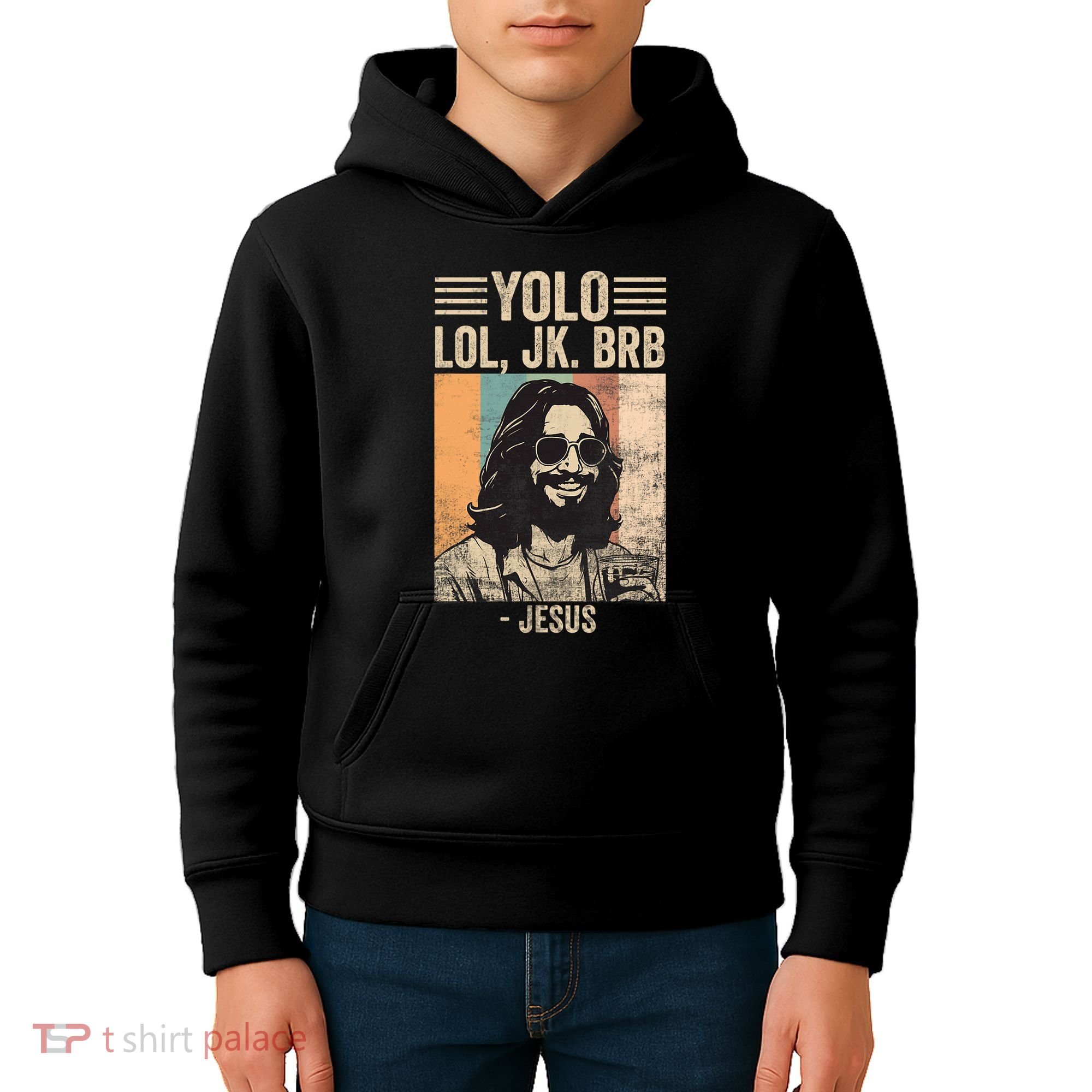 Yolo Jk Brb Jesus Funny Easter Day Ressurection Christians Kids Hoodie