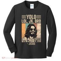 Yolo Jk Brb Jesus Funny Easter Day Ressurection Christians Kids Long Sleeve Shirt thumb 0