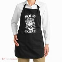Yolo Jk Brb – Funny Christian Easter Resurrection Jesus Apron thumb 2
