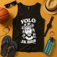 Yolo Jk Brb – Funny Christian Easter Resurrection Jesus Tank Top thumb 4