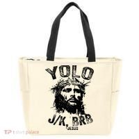Yolo Jk Brb Jesus Funny Resurrection Christians Easter Day Tote Bag thumb 0