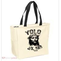 Yolo Jk Brb Jesus Funny Resurrection Christians Easter Day Tote Bag thumb 2