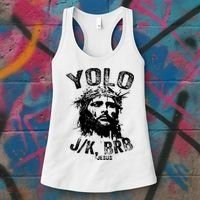 Yolo Jk Brb Jesus Funny Resurrection Christians Easter Day Women's Tank Top thumb 3
