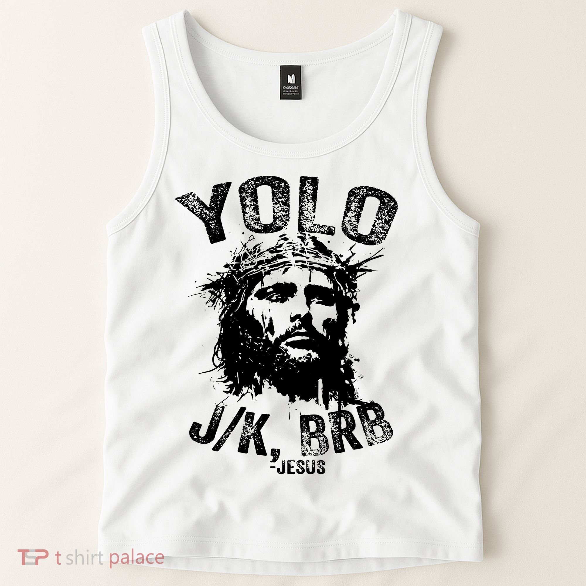 Yolo Jk Brb Jesus Funny Resurrection Christians Easter Day Tank Top