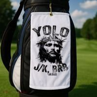 Yolo Jk Brb Jesus Funny Resurrection Christians Easter Day Golf Towel thumb 2