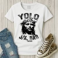 Yolo Jk Brb Jesus Funny Resurrection Christians Easter Day Women's T-Shirt thumb 3