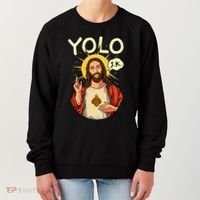 Yolo Jk Brb Jesus Funny Easter Day Ressurection Christians Women's Sweatshirt thumb 0