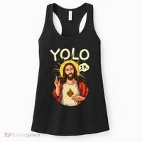 Yolo Jk Brb Jesus Funny Easter Day Ressurection Christians Women's Tank Top thumb 0