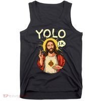 Yolo Jk Brb Jesus Funny Easter Day Ressurection Christians Tank Top thumb 0