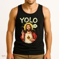 Yolo Jk Brb Jesus Funny Easter Day Ressurection Christians Tank Top thumb 3