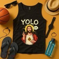 Yolo Jk Brb Jesus Funny Easter Day Ressurection Christians Tank Top thumb 4