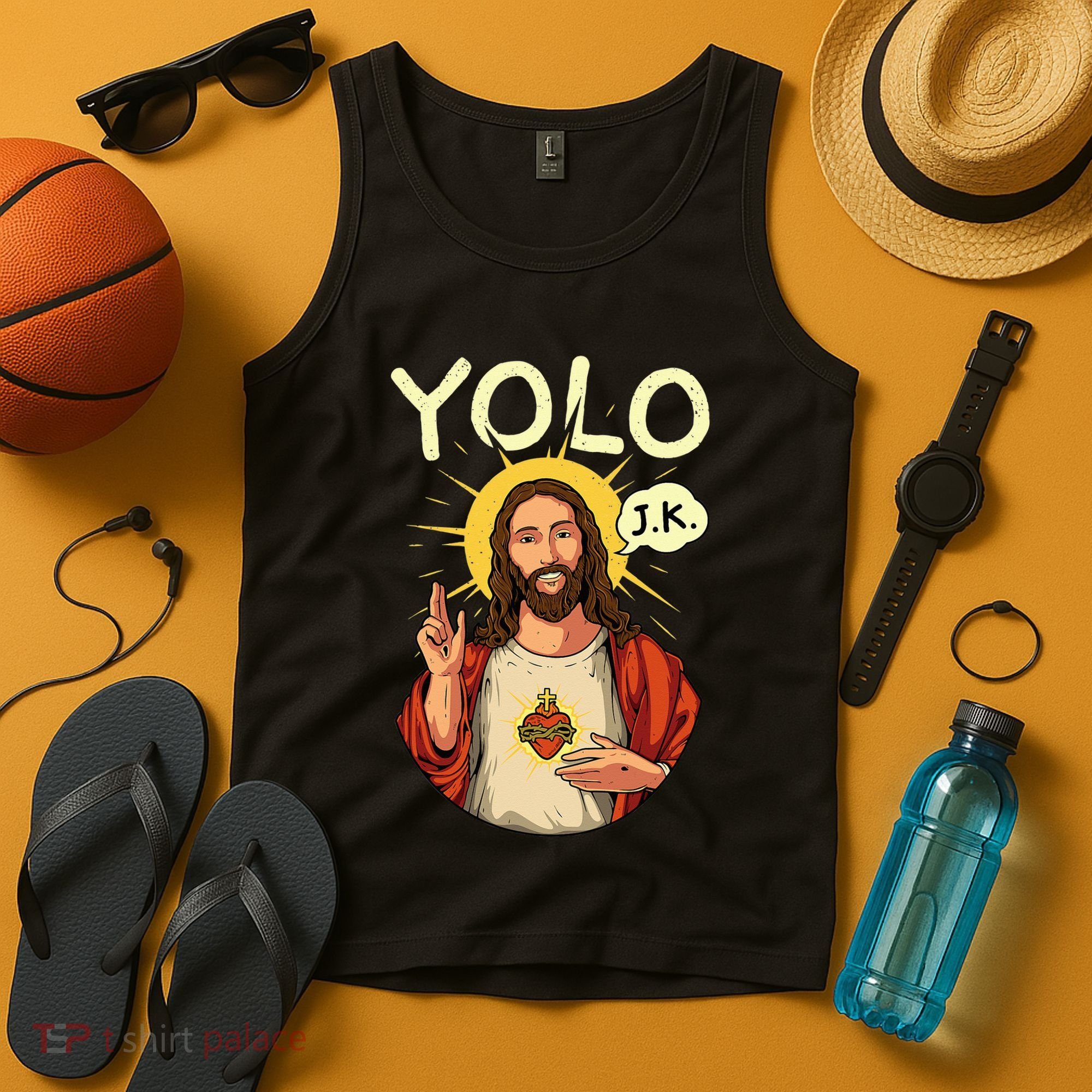 Yolo Jk Brb Jesus Funny Easter Day Ressurection Christians Tank Top