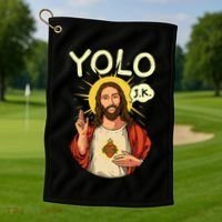 Yolo Jk Brb Jesus Funny Easter Day Ressurection Christians Golf Towel thumb 1