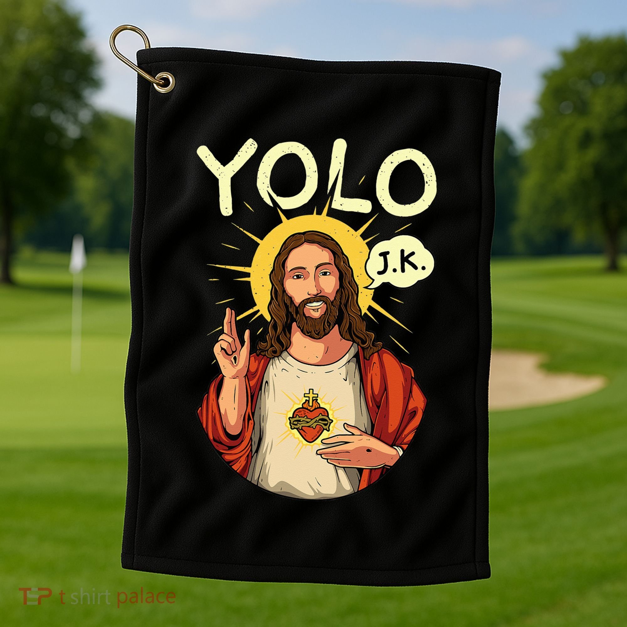Yolo Jk Brb Jesus Funny Easter Day Ressurection Christians Golf Towel
