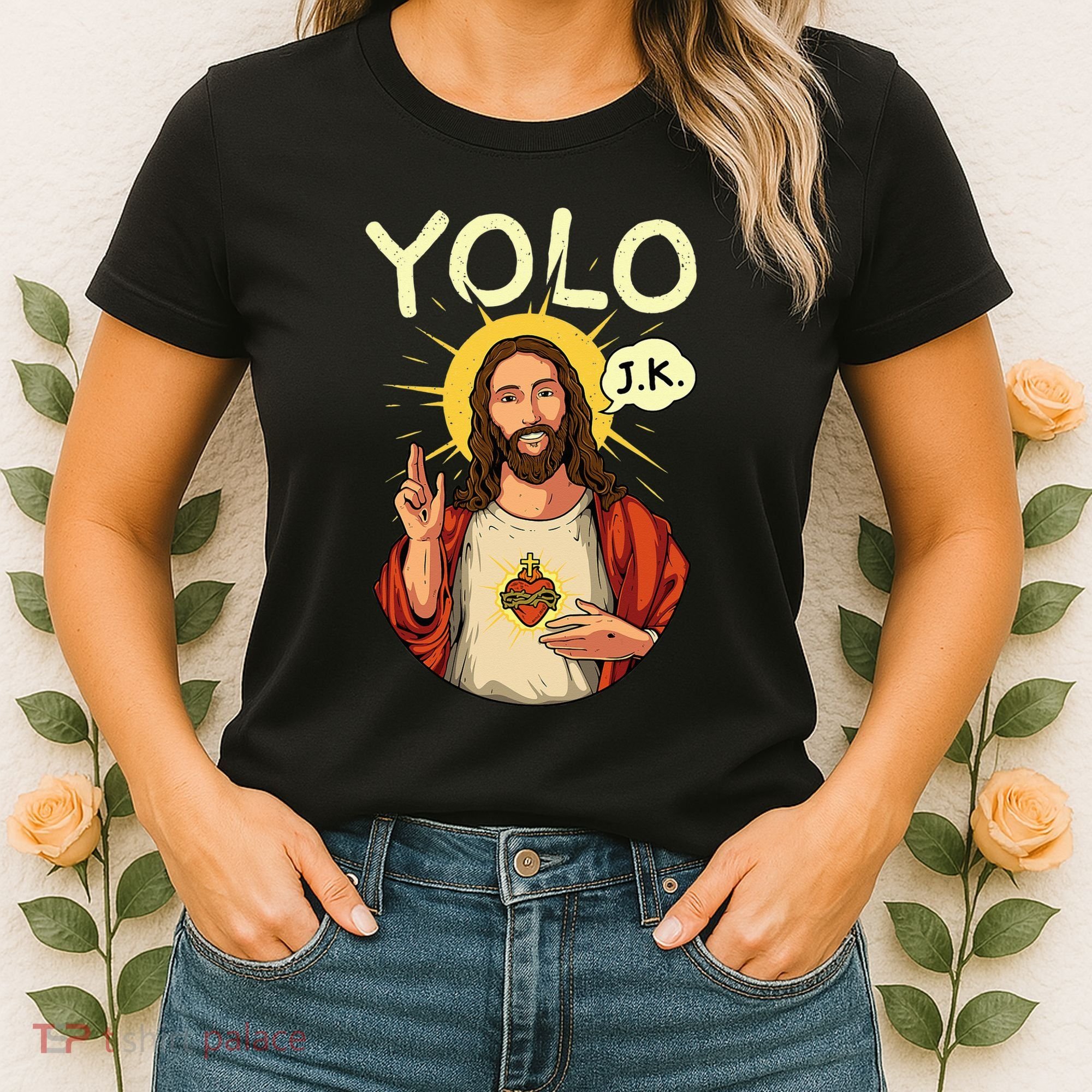 Yolo Jk Brb Jesus Funny Easter Day Ressurection Christians Women's T-Shirt