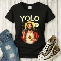 Yolo Jk Brb Jesus Funny Easter Day Ressurection Christians Women's T-Shirt thumb 3