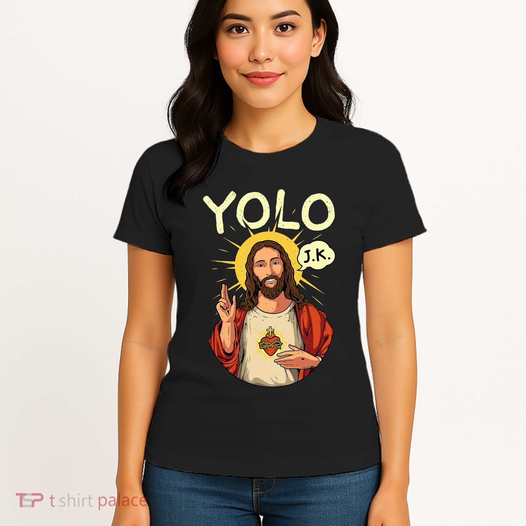 Yolo Jk Brb Jesus Funny Easter Day Ressurection Christians Women's T-Shirt