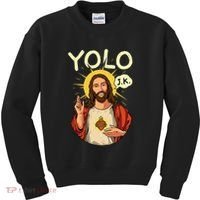 Yolo Jk Brb Jesus Funny Easter Day Ressurection Christians Kids Sweatshirt thumb 0