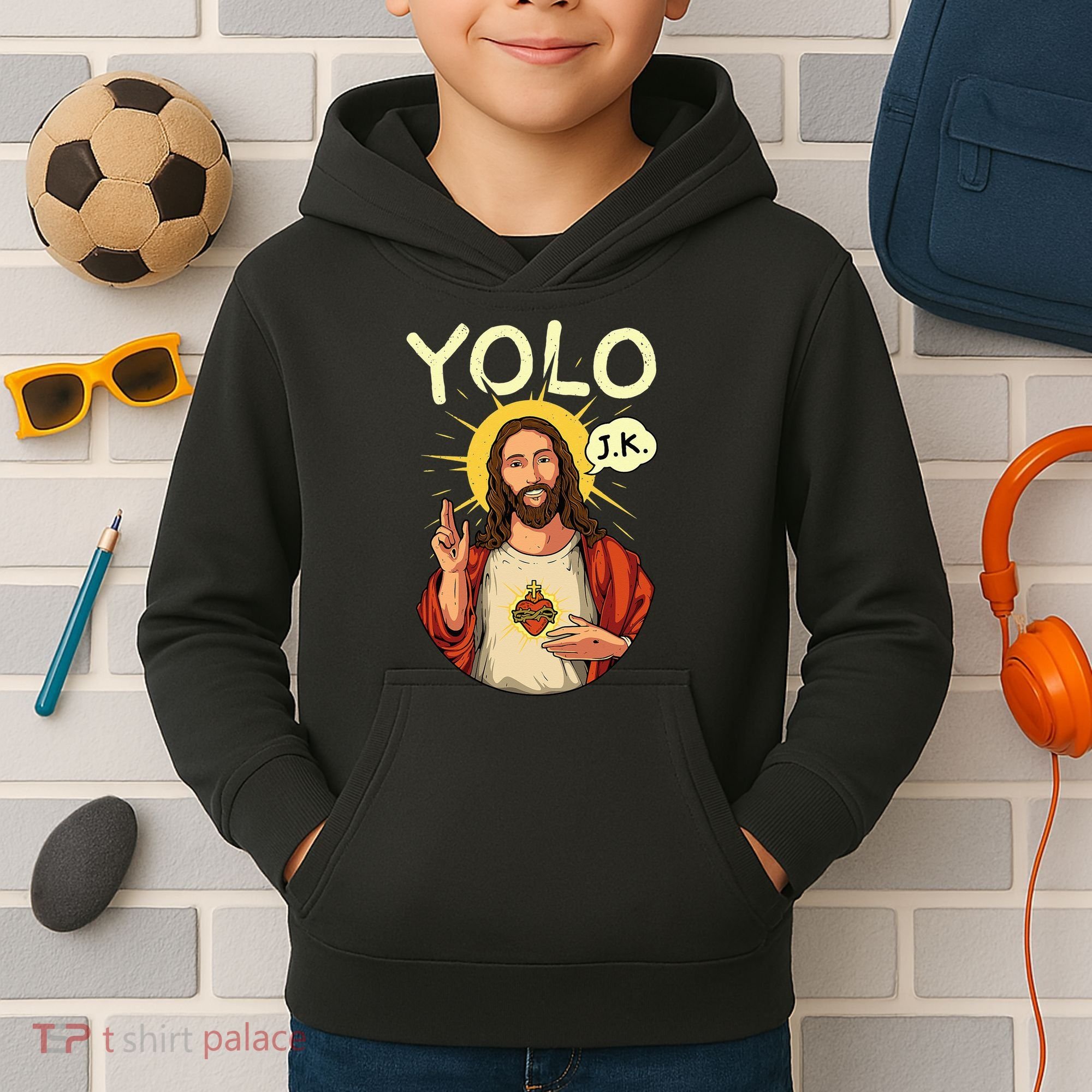 Yolo Jk Brb Jesus Funny Easter Day Ressurection Christians Kids Hoodie