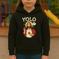 Yolo Jk Brb Jesus Funny Easter Day Ressurection Christians Kids Hoodie thumb 3