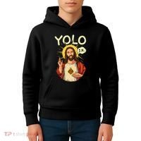 Yolo Jk Brb Jesus Funny Easter Day Ressurection Christians Kids Hoodie thumb 4